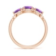 thumbnail image 2 of ANGARA Natural Floating Three Stone Amethyst Ring with Diamond Halo in 14K Rose Gold for Women (Size-6mm) | February Birthstone, Birthday, Anniversary, Jewelry Gift for Women | Natural Amethyst Ring, 2 of 9