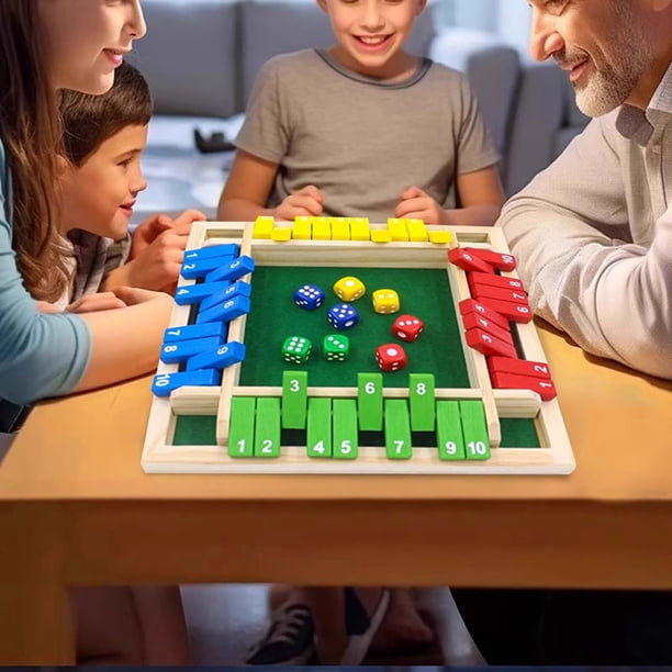MVRLSH Jeu de dés en Bois Shut The Door Shut The Box Jeu de Table Amusant Jeu de Mathématiques pour Adultes & Enfants Close The Box Jeu de dés 9 dés avec
