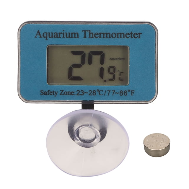Reptile Thermometer, Accurate Measurement Fish Tank Temperature Sensor Digital Cordless Design Large LCD Display Waterproof for Aquarium