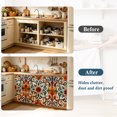 thumbnail image 4 of Burnt Orange Green Sink Skirt 11"Wx13"L, Dustproof Under Sink Curtain with Self Adhesive Tape, Vintage Abstract Flowers Cabinet Curtain Cover for Bathroom Vanity, RV, Kitchen Cabinet Storage Shelf, 4 of 9