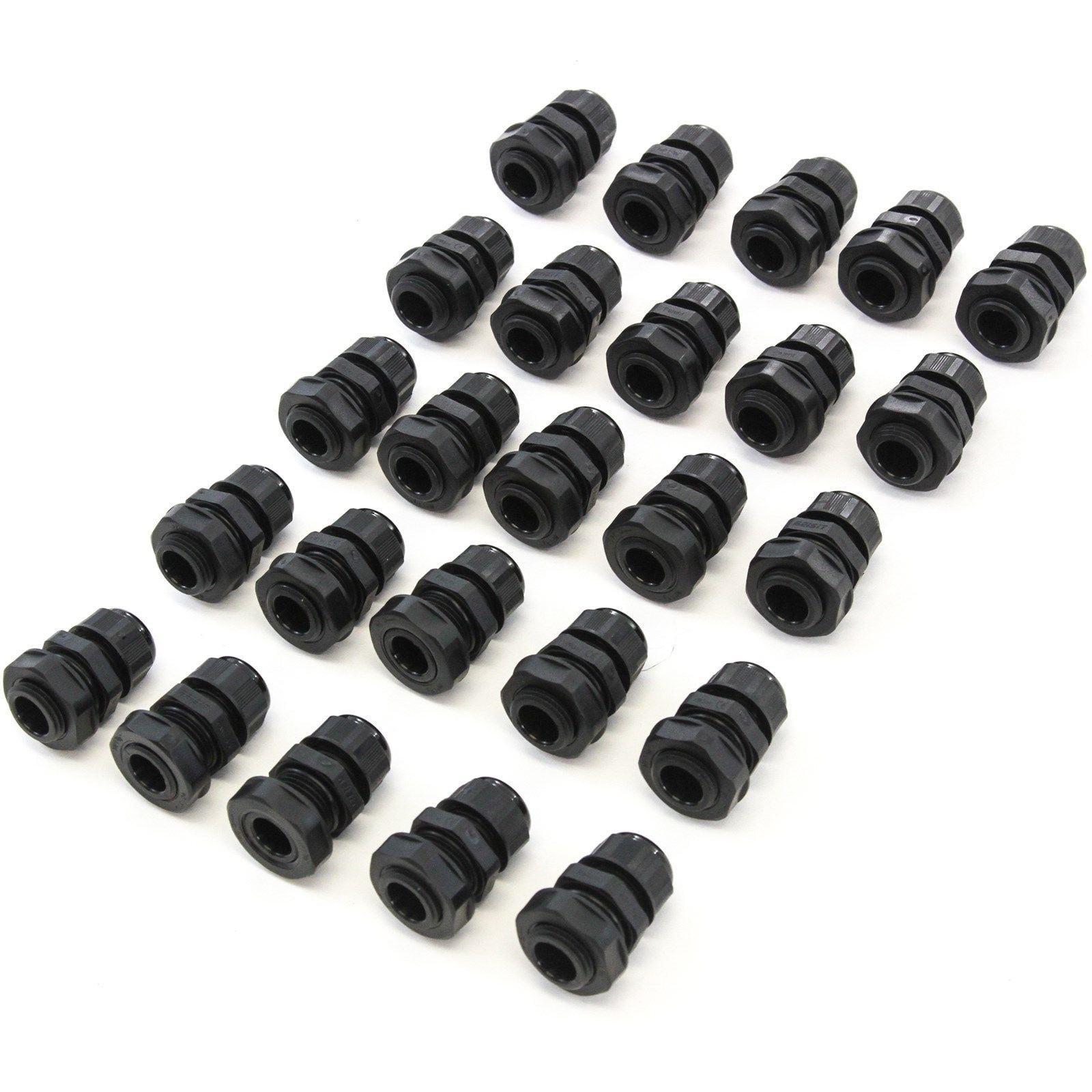 YXQ PG29 Waterproof Cable Gland Joints Adjustable Lock Nut Connector For 18-24mm Cable Plastic Black 3Pcs 