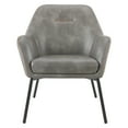 thumbnail image 5 of Brooks Accent Chair in Gray Faux Leather with Gold Stitch and Black Legs, 5 of 8