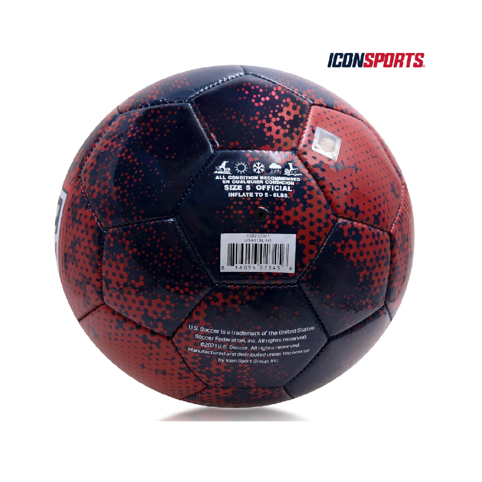 Icon Sports U.S. Soccer USMNT Size 5 Soccer Ball - Solar Flare [Red Navy]