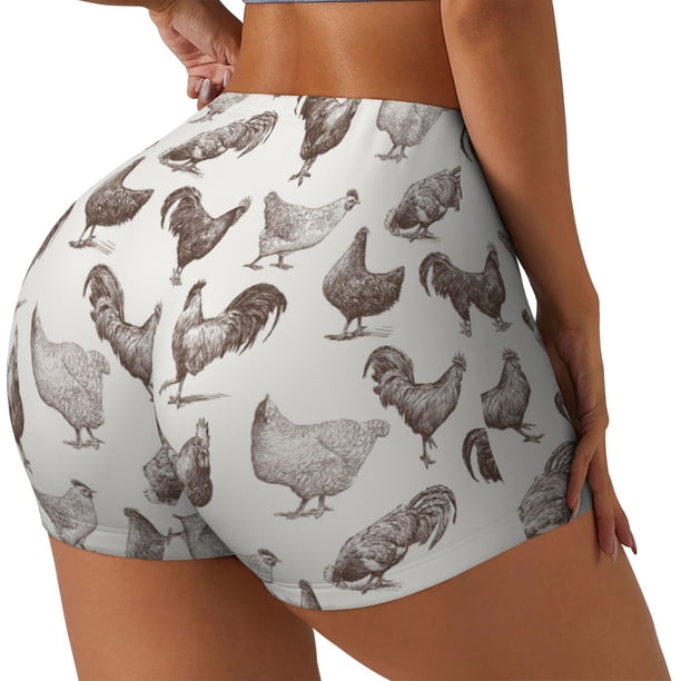 Fotbe Chickens Shorts Sin Costuras – Shorts Deportivos de Cintura Alta para Mujer, Elásticos para Gimnasio, Yoga, Running o Ciclismo-Large