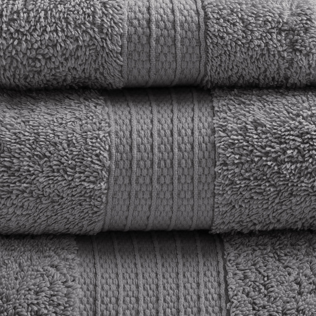 Madison Park Charcoal 6-Piece Bath Towel Sets, Cotton Absorbent Soft Designer