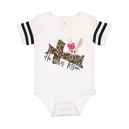 

Inktastic He Is Risen Bunny and Leopard Print Cross Gift Baby Boy or Baby Girl Bodysuit