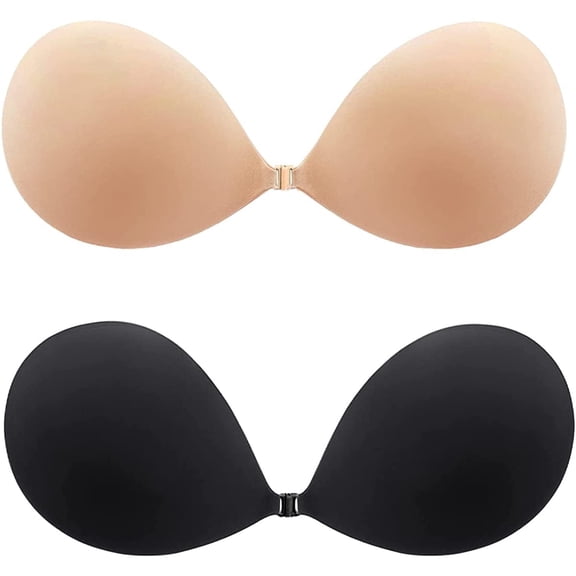 SOMER Backless Bra, Sticky Bra, Reusable Adhesive Bra, Strapless Bras for Women, Backless Strapless Bra Push Up, Adhesive Invisible Lift Up Bras 2 Pairs