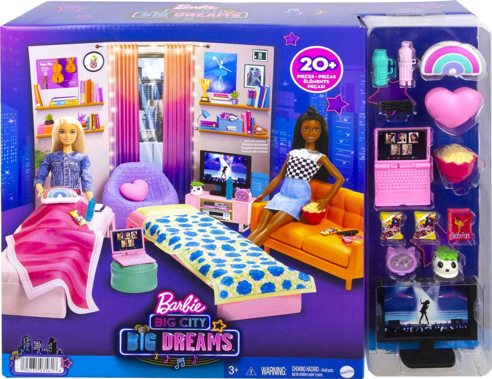 Barbie Doll Big City Big Dreams Dorm Room Bedroom Playset with Furniture Accessories 3 7 Years Walmart