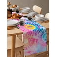 thumbnail image 6 of Colorful Table Runner Cotton Linen 48 Inch Holiday Dresser Scarves, Ethnic Modern Abstract Geometric Watercolor Tablerunner for Kitchen Coffee Dining Bedroom Living Room Dinner Scarf Décor 13''x48'', 6 of 9