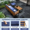 thumbnail image 5 of Spaco 5 Piece Patio Acacia Wood Chair Set with Ottomans and Coffee Table-Navy, 5 of 7
