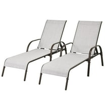 Giantex  2 Pcs Chaise Lounge Chair, Adjustable Reclining Lounge Chairs, Folding Recliners Patio Furniture for Backyard Lawn, Grey