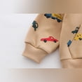 thumbnail image 6 of Toddler Boys Three Piece Outfit Set Long Sleeve Hooded Jacket Printed T Shirt and Denim Pants Casual Clothing for Kids, 6 of 7