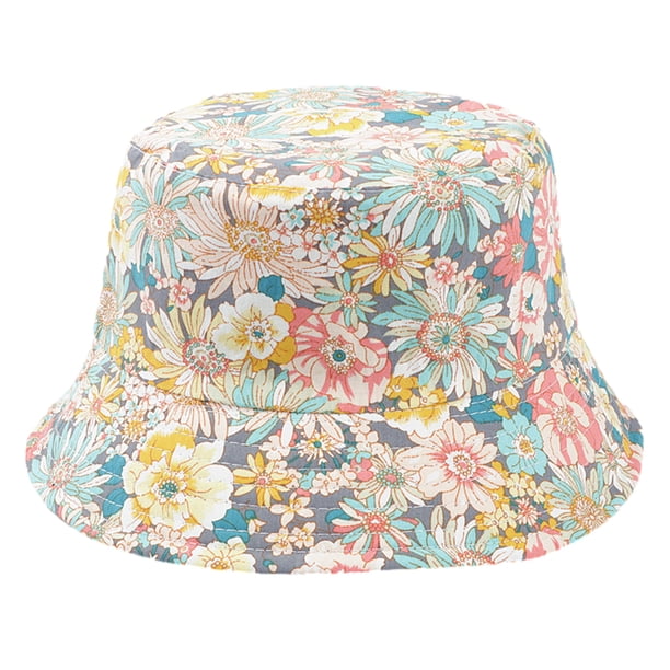 Sombreros Sombrero de protección solar para mujer Sombrero de pescador de algodón con estampado de flores de doble cara Sombrero usable para exteriores Sombrero de mujer