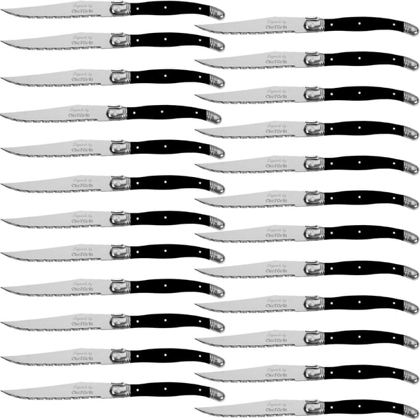 Cuchillos Aptos Lavavajillas LaguioleBlack 24 pzas 23 cm Negro Acero Inoxidable Cuchillo para carne.