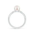 thumbnail image 2 of Angara Japanese Akoya Cultured Pearl Twist Shank Ring with Diamonds in 14K White Gold for Women | June Birthstone Jewelry for Her, 2 of 8