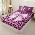 thumbnail image 3 of Homewish Kawaii Bowknot Girls Zipper Full Size Comforter Sets with Fitted Sheet and 2 Pillowcases, Pink Cheetah Print Zipper Bedding Set, Black Reversible, 4 Pieces, 3 of 6