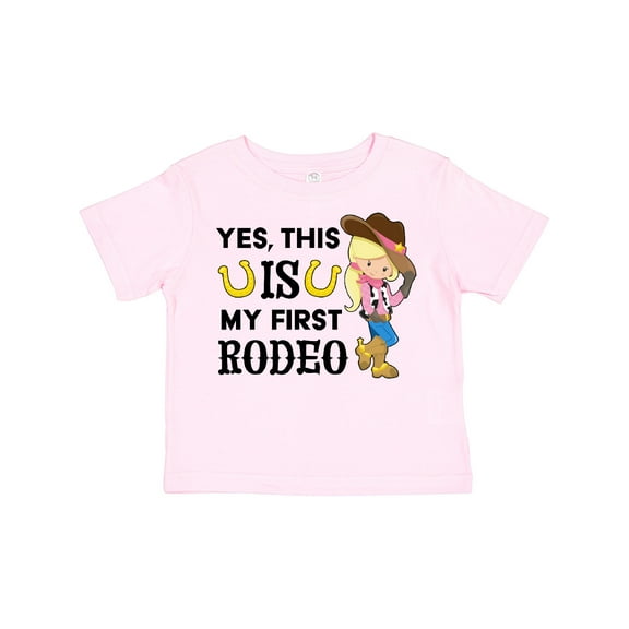 Inktastic Yes, This is My First Rodeo Cowgirl in Hat and Boots Girls Toddler T-Shirt