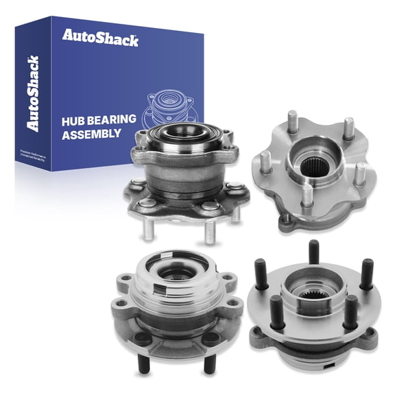 AutoShack Front & Rear Hub Bearing Assemblies for INFINITI, Q50 2014-2023 G37 2009-2012 QX50 2014-2017 Q60 2014-2015, 2017-2022 FX35 2009-2012, RWD AWD L4 2.0L V6 3.0L 3.5L 3.7L - Without ABS, 5-Lug