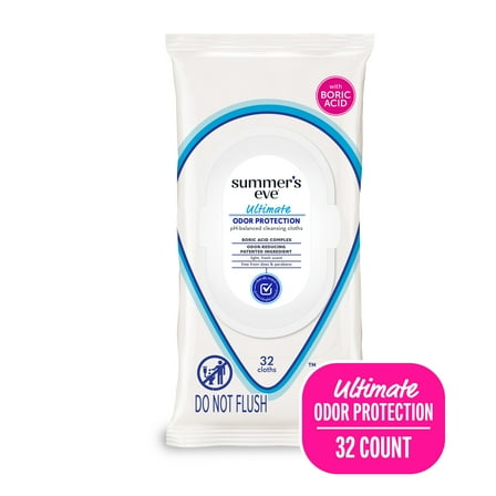 Summer's Eve Ultimate Odor Protection Feminine Wipes, 32 Count