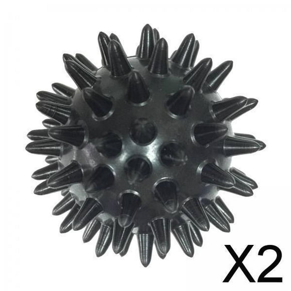 BELOVING 2xSpiky Massage Ball Exercise Ball Travel Easy to Carry 6cm Diameter Massage Roller Foot Massage Ball for Feet Soles Head Face Muscles , Black, 2 Pcs