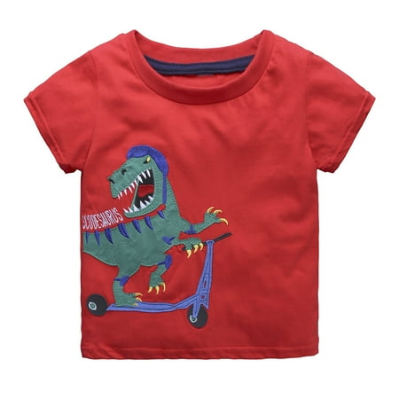 

Larisalt Toddler Boy T Shirts Toddler Boys Short Sleeve Graphic T- Shirt Red
