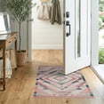 thumbnail image 2 of ODIKA 2'x3' Washable Accent Rug Pet Friendly, Bedside Mat Pink Blue Boho Southwestern Blush Aztec Diamond Zigzag with Triangles for Bedroom, RV, 2 of 7