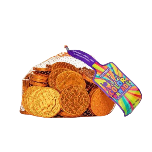 Fort Knox Milk Chocolate 1.5-inch Coins - Orange Foil, 1 lb