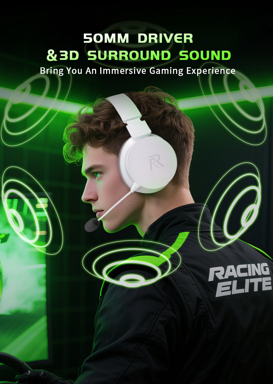 FONHAID 2.4GHz Wireless Gaming Headset for Xbox Series X|S, Xbox One, PS5/PS4, Mac, Switch, Bluetooth 5.3 Gaming Headphones with Detachable Noise Canceling Mic, 45H Battery, 50mm Drivers - Green