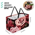 thumbnail image 2 of Rose Large Capacity Reusable Oxford Cloth Picnic Basket Shopping Bag Cube Organizer, 2 of 7