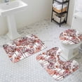 thumbnail image 3 of Red Flowers Bathroom Rugs Set Spring Watercolor Gradient Red Dandelion Floral Plant Non Slip Absorbent Soft Bath Mats 3 Piece Set with Bathroom Rug, U-Shaped Floor Mat, Toilet Seat Cover Large Size, 3 of 9