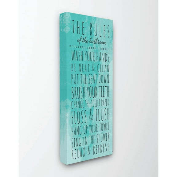 Stupell IndustriesBathroom "The Rules" Turquoise Canvas Wall Art by Anna Quach