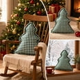thumbnail image 7 of Christmas Tree Shaped Throw Pillow with Vintage Gingham Check Pattern and Ruffled Edge for Holiday Couch Bed and Winter Home Decor 14.56 by 13.77 inch Green, 7 of 7