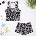 thumbnail image 5 of COEQINE Girls Swimsuit 2 Piece Tankini for Ages 6-7 with Removable Pads Summer Bathing Suits for Kids Comfort Crewneck Tank Top and Swim Shorts for Pool Beach, Gray Leopard Print, 5 of 8