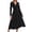 Black, variant on Femme Robe Longue À Manches Longues Style Été/Automne, Élégante Robe De Plage Avec Taille Haute Ruchée, Coupe Wrap V-Neck, Étoffe Fluide Et Plissée, Robe Casual Solide Midi