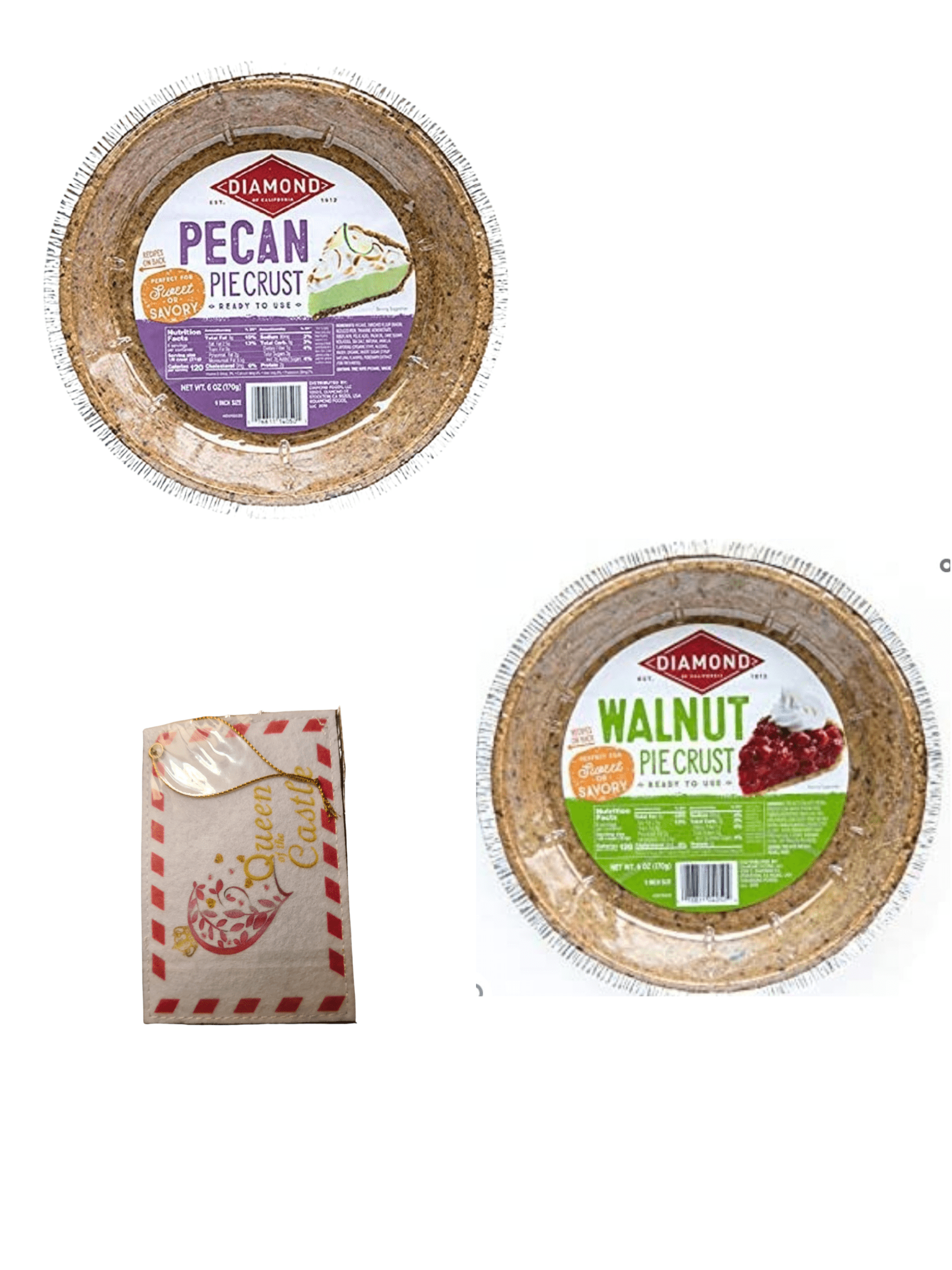 Diamond of California Pie Crust, Walnut, 6 oz and Pecan, 6 oz, 9 inch