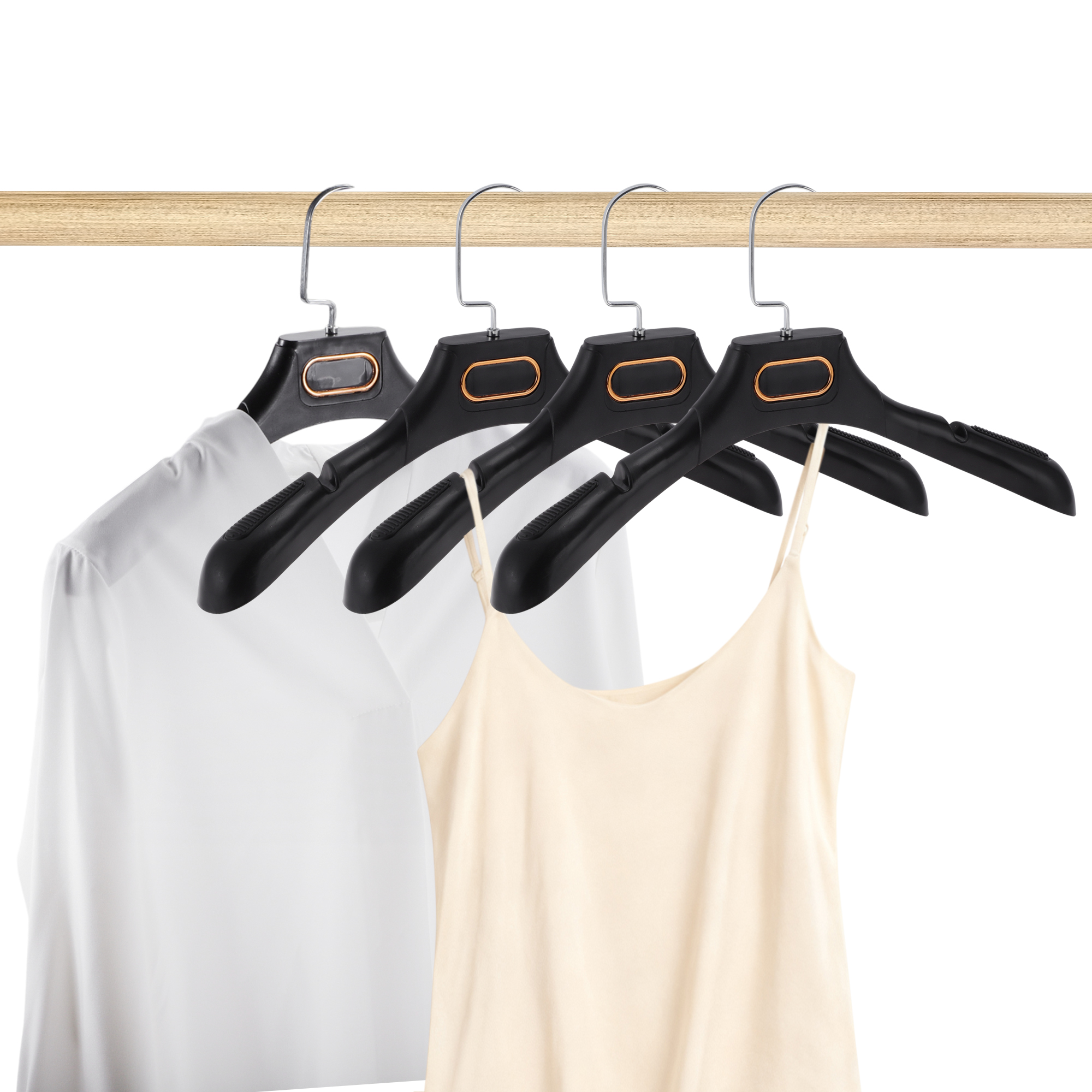 Unique Bargains 4 Pcs Clothes Hanger Space-saving Flat Hook Garment Hanger Black