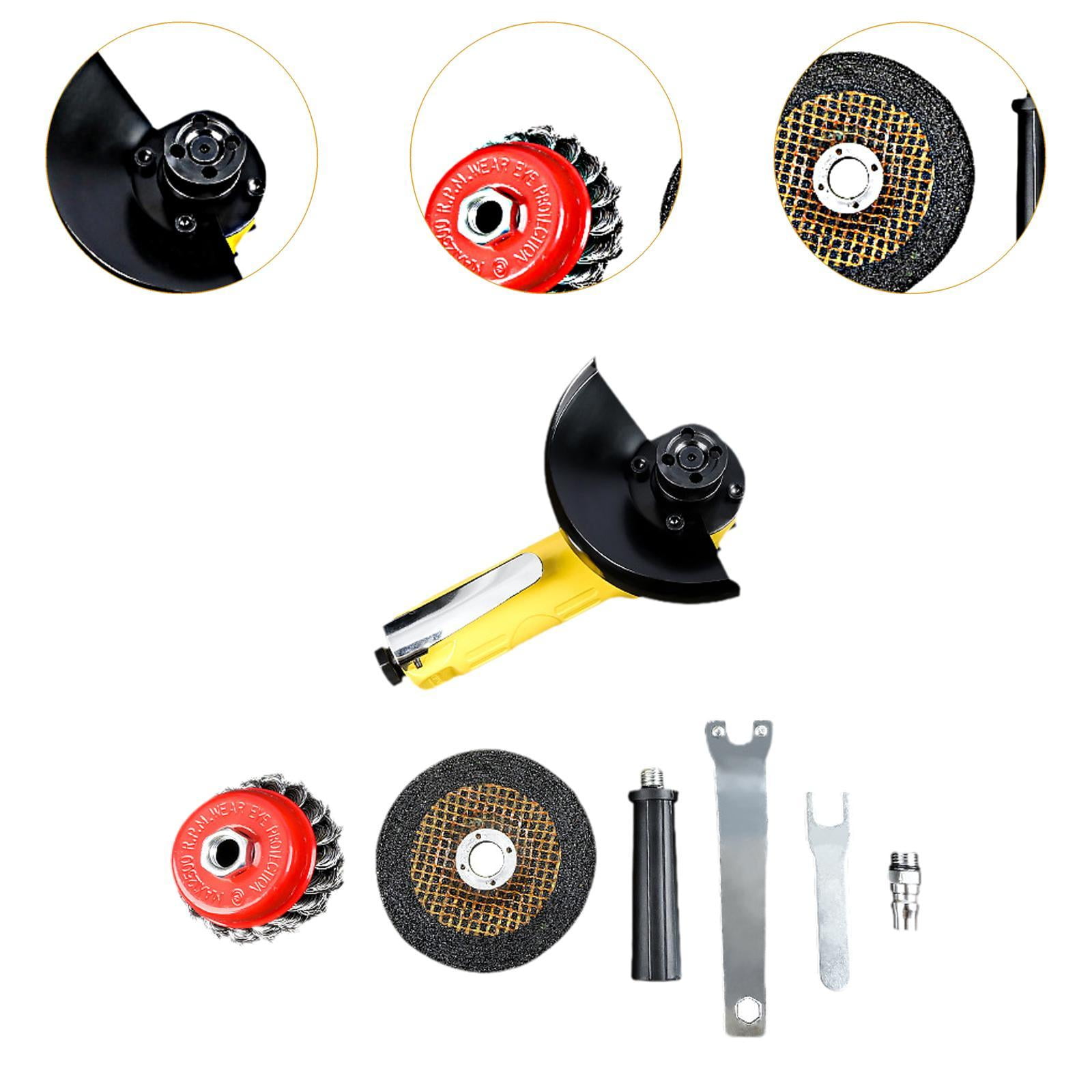 oshhni 4 inch Pneumatic Angle Grinder Rust Remover Press Switch Portable Easy to Assemble High Speed Deruster Polisher for Deburring