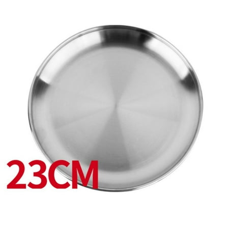 

NEW YEARS CLEARANCE!Camping Stainless Steel Tableware Dinner Plate Food Container Holder Dish Round Tray Mess Plate