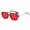 Black frame red film, variant on Square Sunglasses Retro Double Beam UV400 Travel Frame