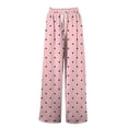 thumbnail image 4 of Endives Women's Wide Leg Pants Heart Print Casual Loose Baggy Pants With Pockets Lounge Pants, 4 of 6