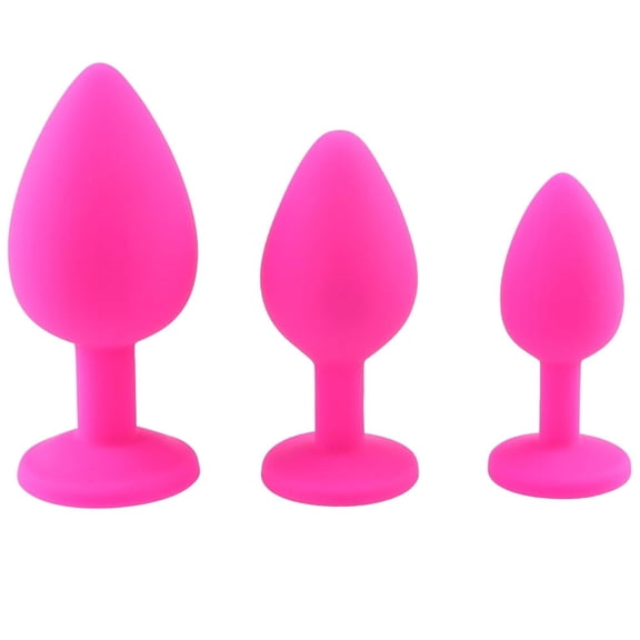 Pink Silicone Anal Butt Plug Sex Toy Adult Small/Medium/Large Beginner Trainers