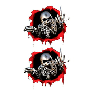 3d Skeleton Skull In The Bullet Hole Reflective Car Stickers Terror