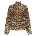 thumbnail image 5 of Jackets for Women Winter Coat Jackets Flannel Stand Collar Jacket(Leopard Print Brown,Size:S-4XL), 5 of 7