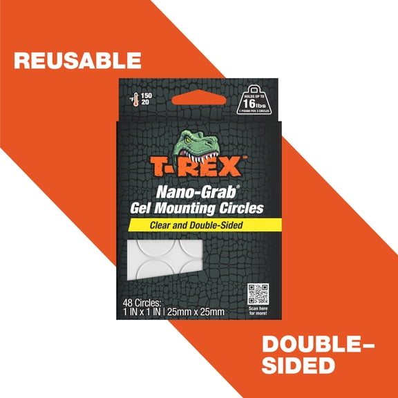 T-Rex Strength Nano-Grab 1 in. x 1 in. Mounting Circle Tabs, 48 Pack