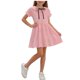 thumbnail image 2 of Vestido de verano de manga corta con cuello vuelto para mujer, talla mediana a grande, color liso, con lazo y solapa, abotonado y manga corta. Vestido de manga corta con solapa. Vestido de niña., 2 of 9