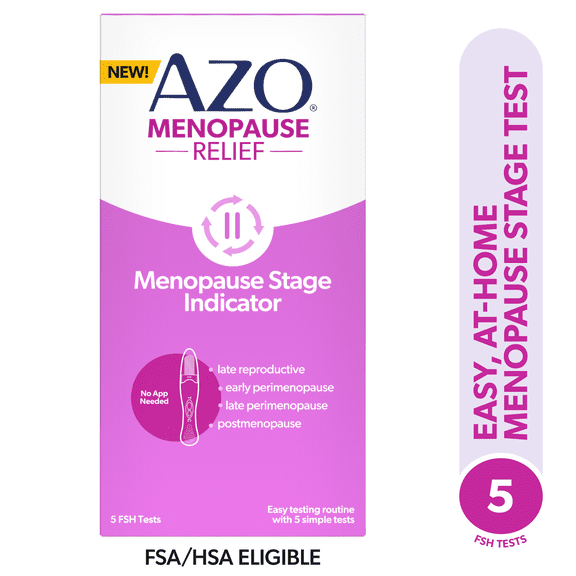 AZO Menopause Relief Stage Indicator Test, At-Home Test Kit for FSH Levels, 5 Tests