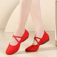 thumbnail image 4 of Red Women'S Latin Practice Footwear With Canvas And Full Coverage Mid Heel For Comfort, 4 of 9