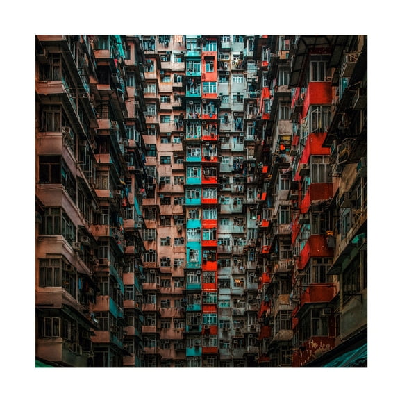 Canvas Wall Art - An Poto 'Apartments In Hong Kong' Wall Art for Living Room, Bedroom, or Office D?cor by Trademark Fine Art - 14 x 14 Inches