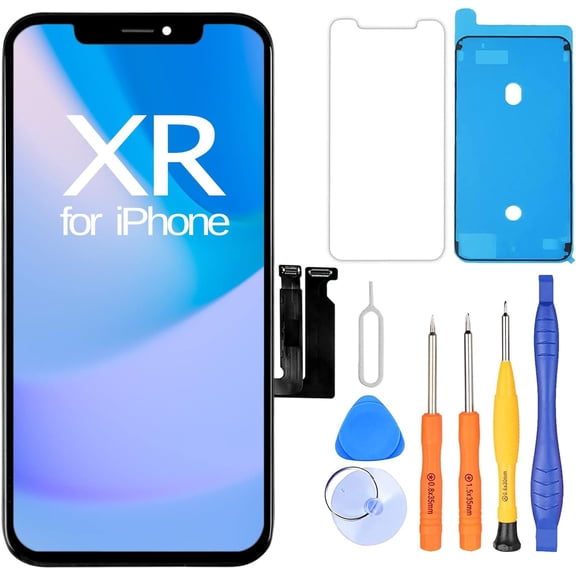 Screen Replacement for iPhone XR, 6.1 Inch LCD Display Full HD and Touch Digitizer Assembly True Tone Programmable Face ID Remains with Tool Kits, for Model A1984, A2105, A2106, A2108(Black)