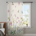 thumbnail image 4 of Flower Floral Sheer Curtains 45 Inches Long, Blue Pink Daisy Botanical Countryside Light Filering Curtains, Breathable Simi Curtain Privacy Drapes for Kitchen Bathroom Small Window Treatment, 4 of 9